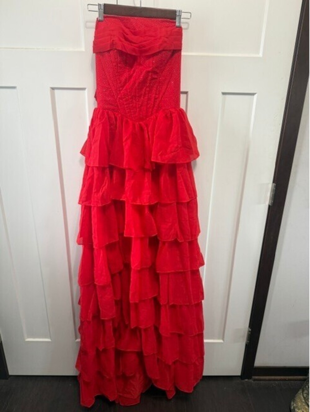 NWOT Red ruffle sparkly corset maxi dress size 2 Homecoming/Prom/Formal